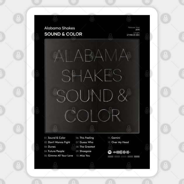 Alabama Shakes - Sound & Color Tracklist Album Sticker by 80sRetro